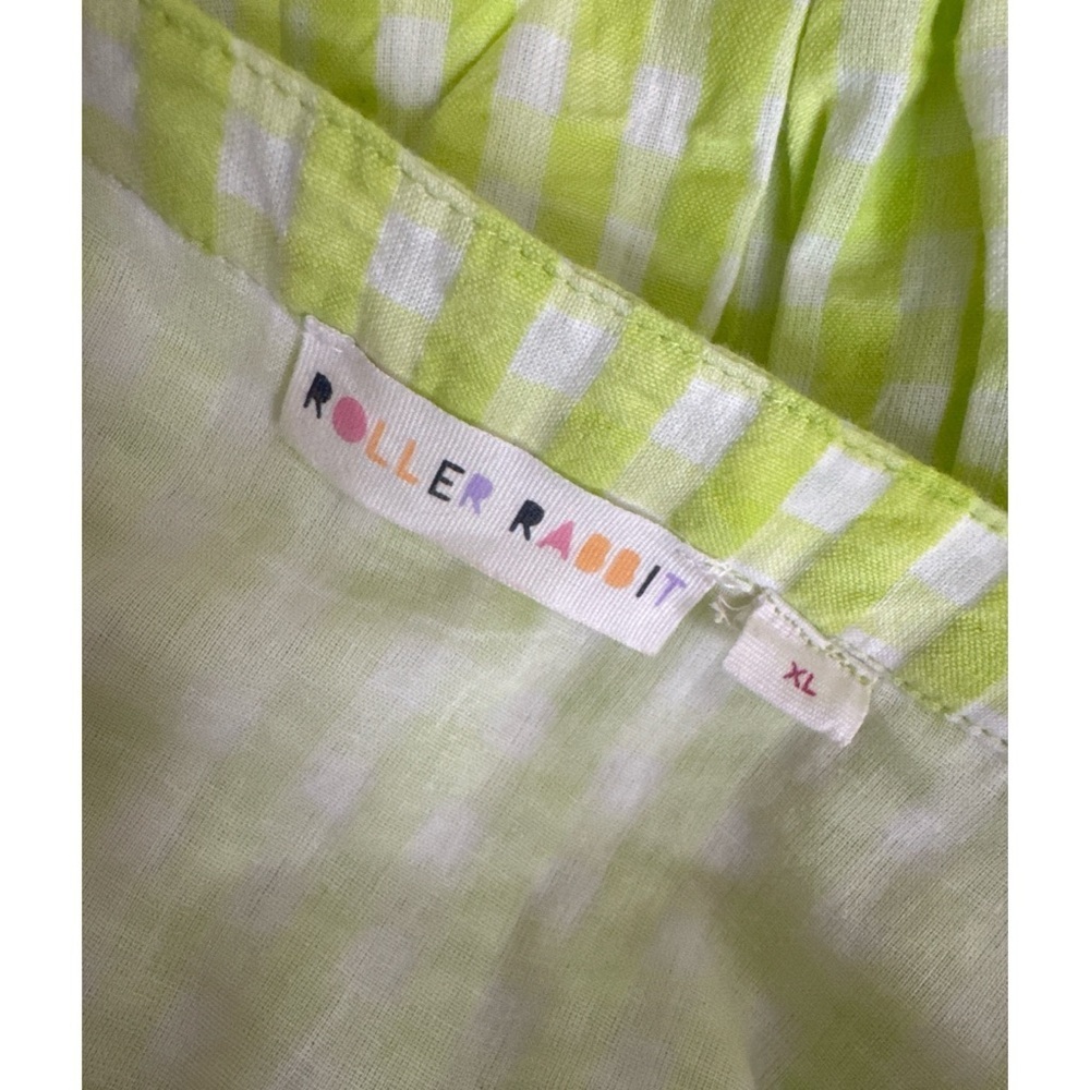 Roller Rabbit Remi Gingham Pippa Dress Size XL Lime Green - Picture 4 of 5